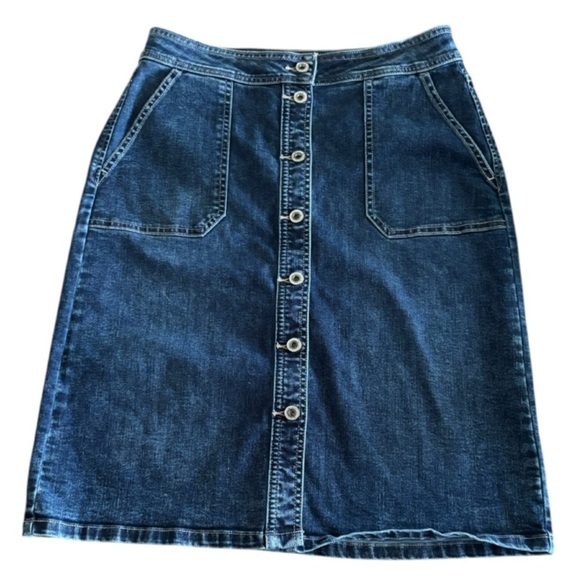 Liz Claiborne Denim Button-Front Skirt Size 6 A Line Jean Skirt - Picture 7 of 7